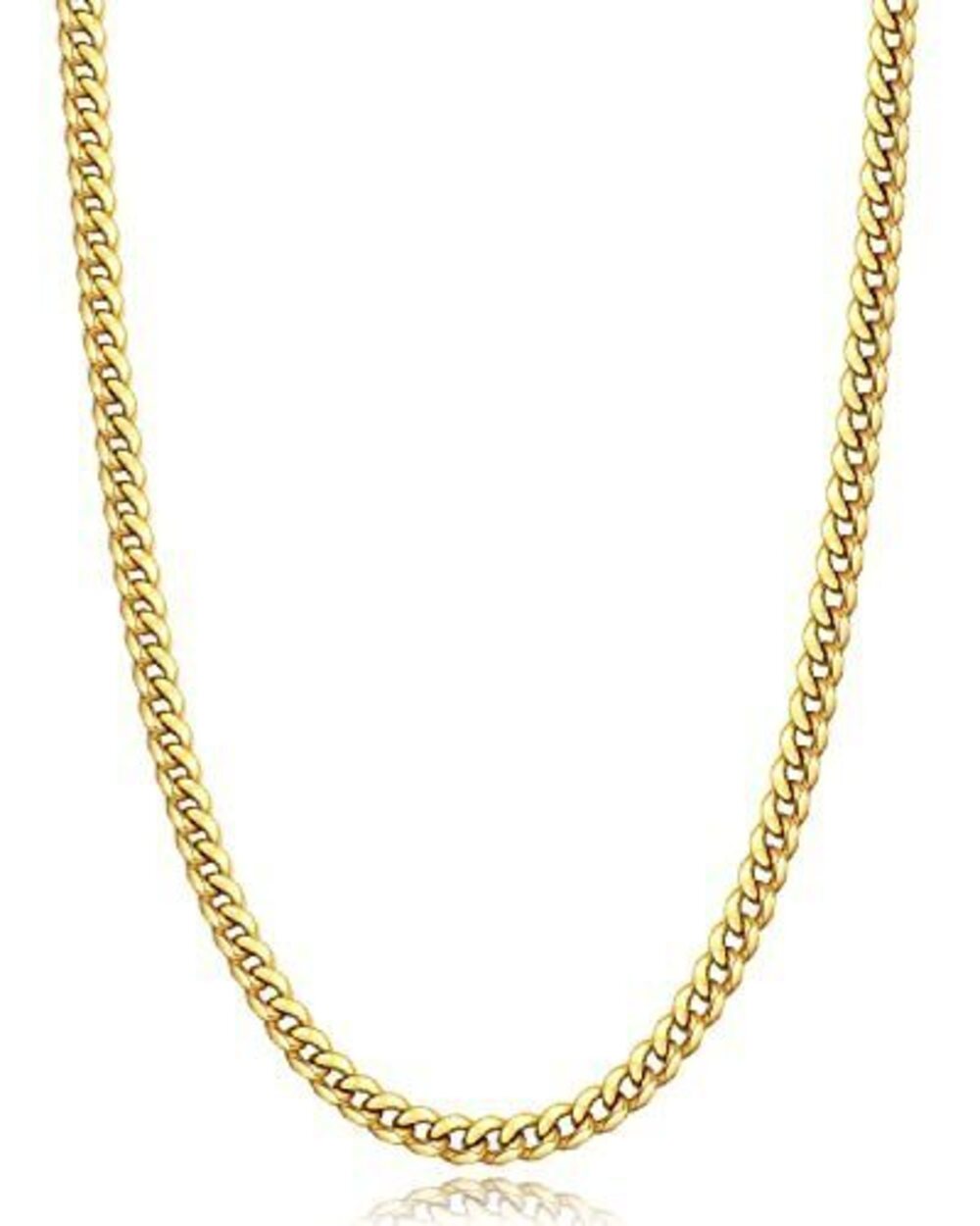3834 Gold Chain , 4mm Necklace Cuban Link Chain Necklace , 18K Gold Plated